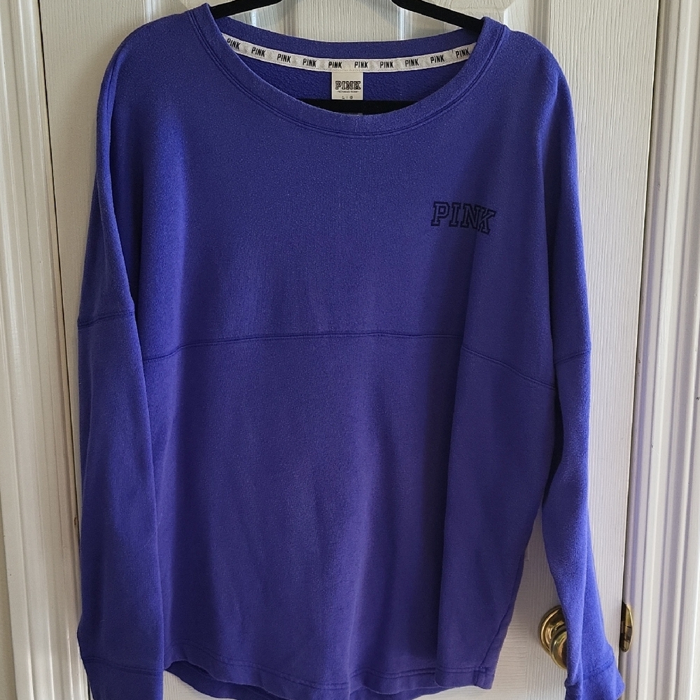 PINK Victoria's Secret Women's Blue Crew Neck Sweater